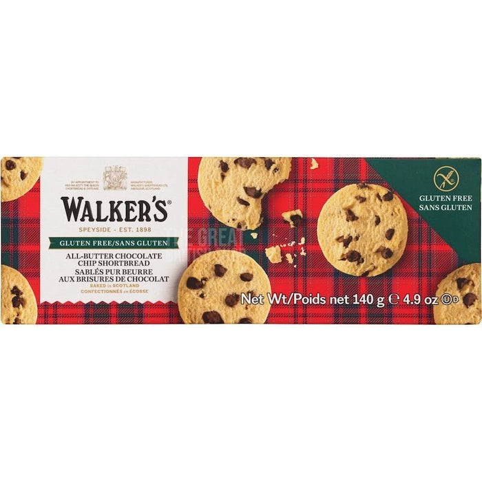 Walker's Gluten Free Chocolate Chip Shortbread - 140g imported British grocery product available in Canada