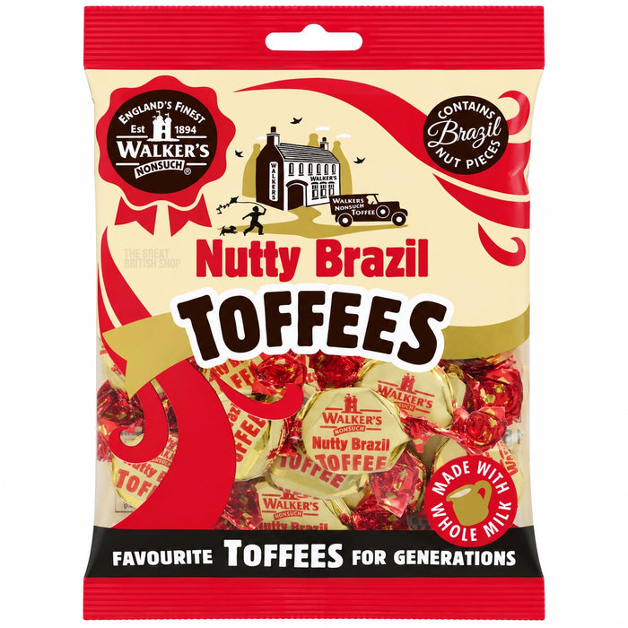 Walker's Nonsuch Nutty Brazil Toffees - 150g, front view of the product packaging
