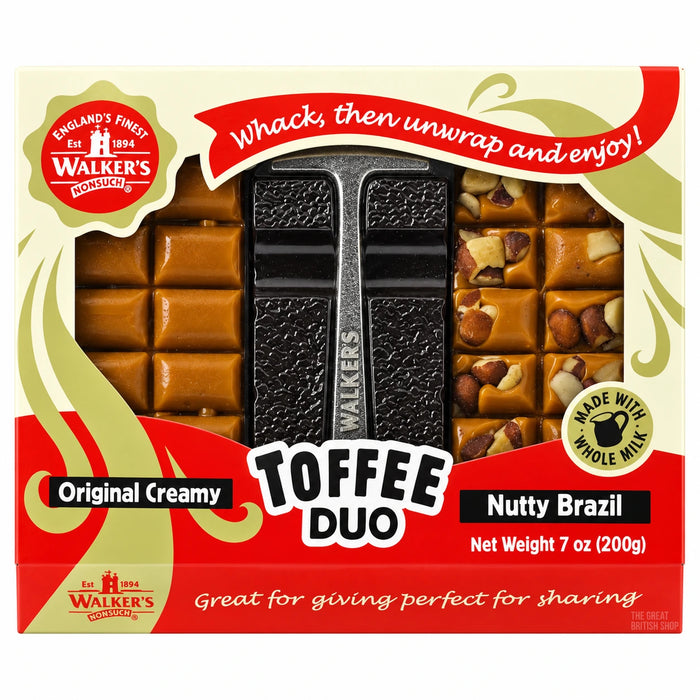 Walker's Nonsuch Toffee Duo With Hammer 200g, front view of the original product packaging.