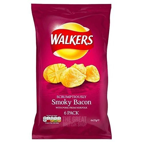 Walkers Smokey Bacon - 6 Pack imported British grocery product available in Canada