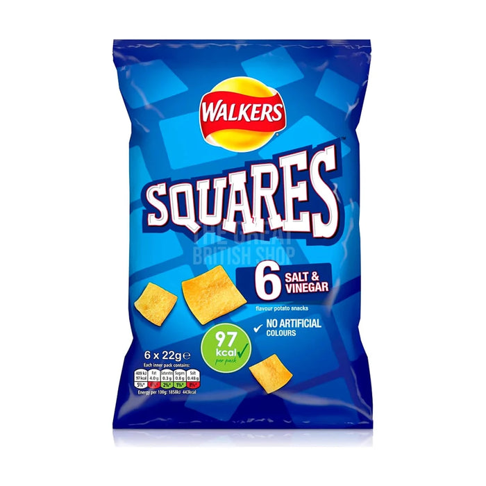 Walkers Squares Salt & Vinegar - 6 Pack imported British grocery product available in Canada