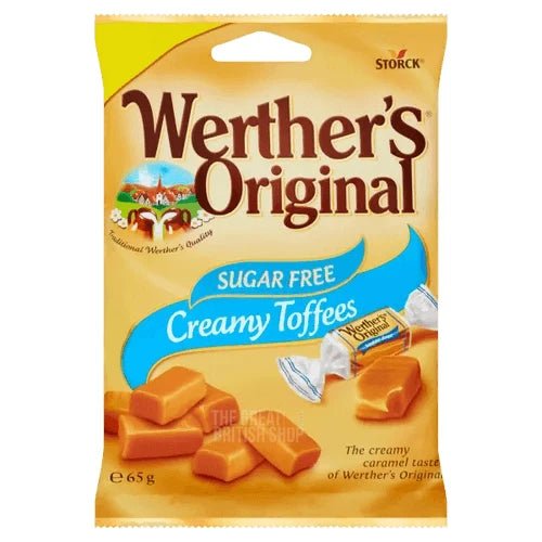 Werther's Sugar Free Creamy Toffee - 65g imported British grocery product available in Canada