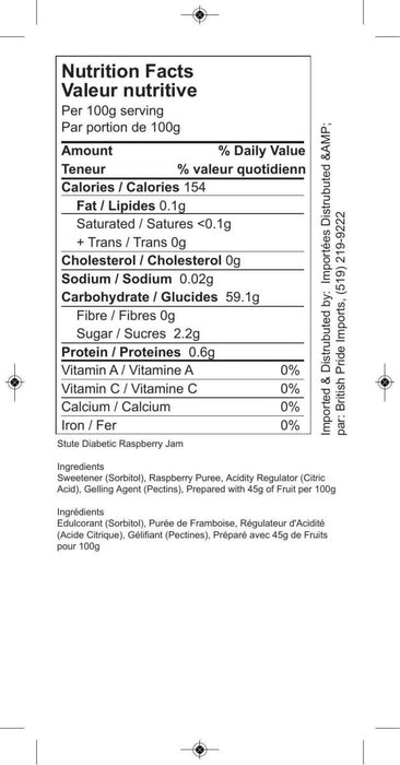 Stute Diabetic Raspberry Seedless Jam - 430g | British Store Online | The Great British Shop